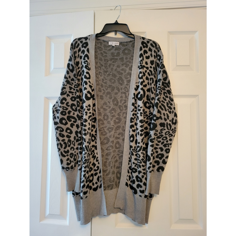 Gray cheetah print sweater